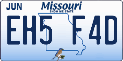 MO license plate EH5F4D