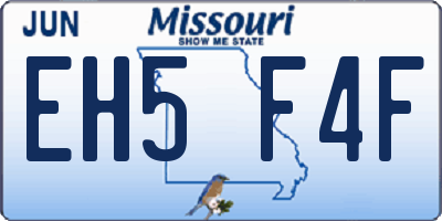 MO license plate EH5F4F
