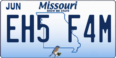 MO license plate EH5F4M