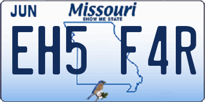 MO license plate EH5F4R