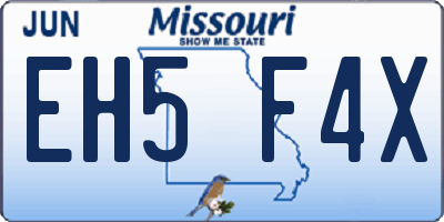 MO license plate EH5F4X
