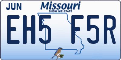 MO license plate EH5F5R