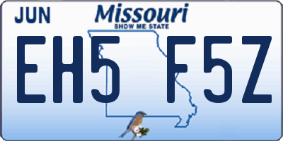MO license plate EH5F5Z