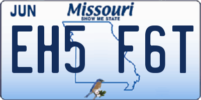 MO license plate EH5F6T