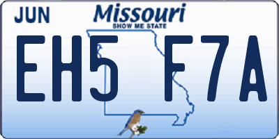 MO license plate EH5F7A