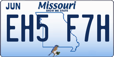 MO license plate EH5F7H