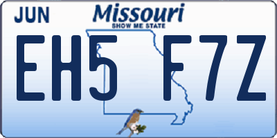 MO license plate EH5F7Z
