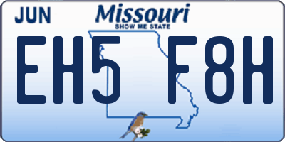 MO license plate EH5F8H