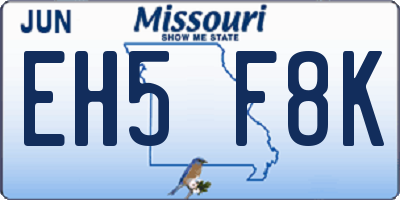 MO license plate EH5F8K