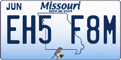 MO license plate EH5F8M