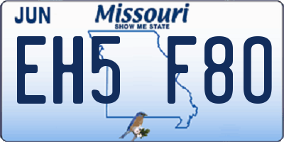MO license plate EH5F8O