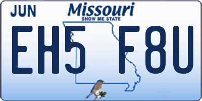 MO license plate EH5F8U