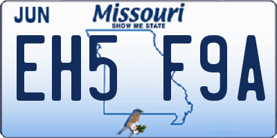 MO license plate EH5F9A