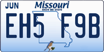 MO license plate EH5F9B