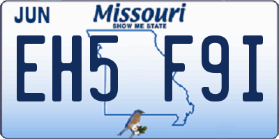 MO license plate EH5F9I
