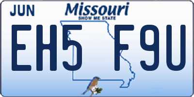MO license plate EH5F9U