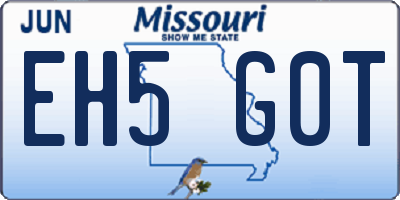 MO license plate EH5G0T
