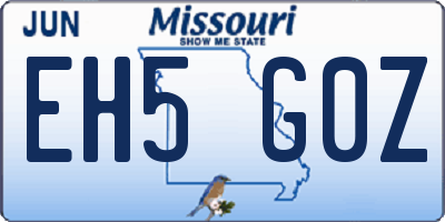 MO license plate EH5G0Z