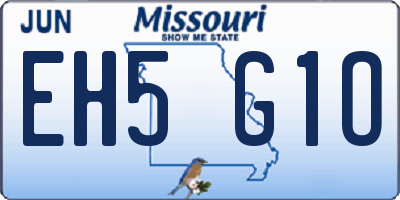 MO license plate EH5G1O