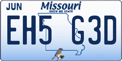 MO license plate EH5G3D