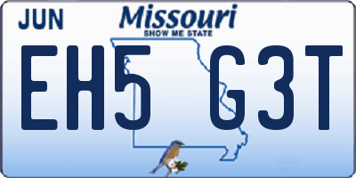 MO license plate EH5G3T