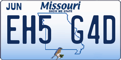 MO license plate EH5G4D
