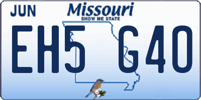 MO license plate EH5G4O