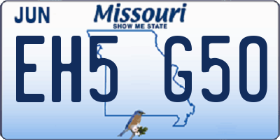 MO license plate EH5G5O