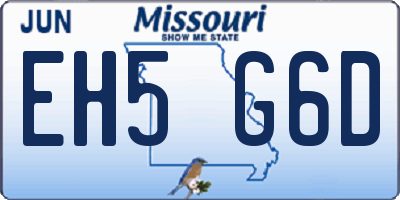 MO license plate EH5G6D