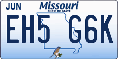 MO license plate EH5G6K