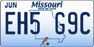 MO license plate EH5G9C