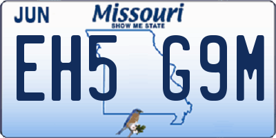 MO license plate EH5G9M