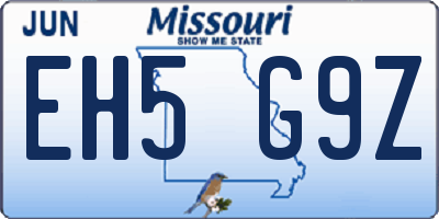 MO license plate EH5G9Z