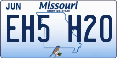 MO license plate EH5H2O