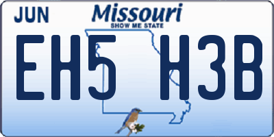 MO license plate EH5H3B