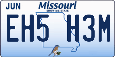 MO license plate EH5H3M