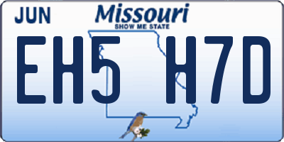 MO license plate EH5H7D