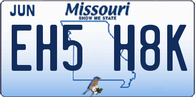 MO license plate EH5H8K