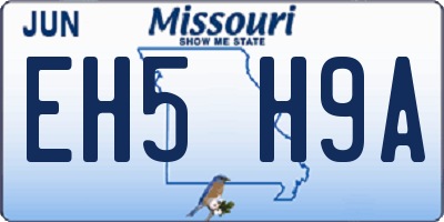 MO license plate EH5H9A