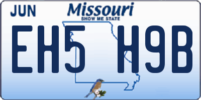 MO license plate EH5H9B