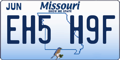 MO license plate EH5H9F