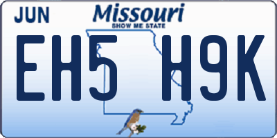 MO license plate EH5H9K