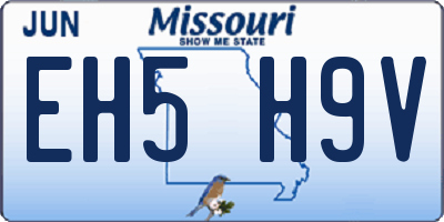MO license plate EH5H9V
