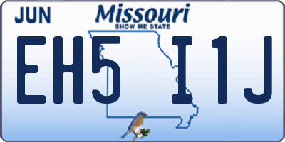 MO license plate EH5I1J
