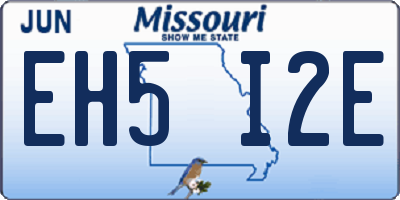 MO license plate EH5I2E