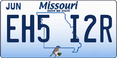 MO license plate EH5I2R