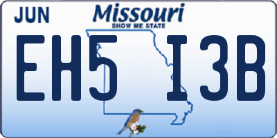 MO license plate EH5I3B