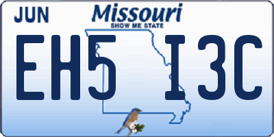 MO license plate EH5I3C