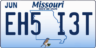 MO license plate EH5I3T