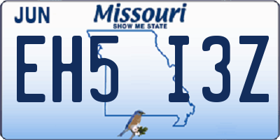 MO license plate EH5I3Z